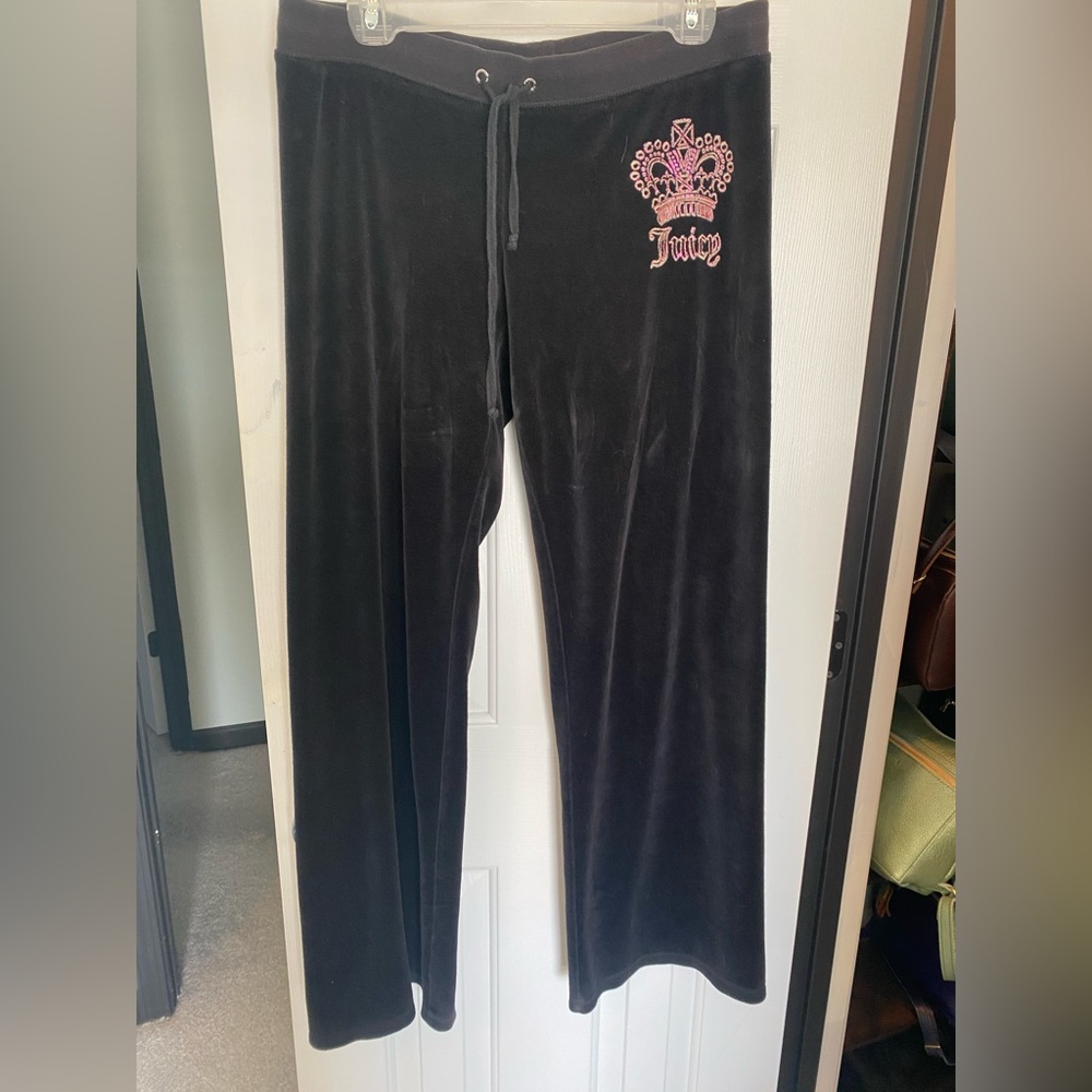 Vintage Juicy Couture Black Track Pants Size Medium